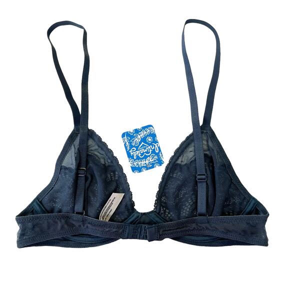 Free People Lace Triangle Bralette 32B Storm Blue NWT Intimates Lingerie - Picture 6 of 7